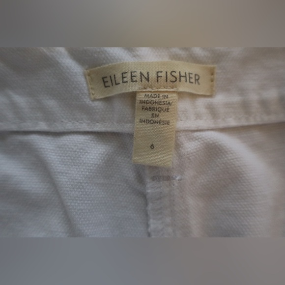 Eileen Fisher White Organic Cotton Blend Pants - Picture 4 of 6